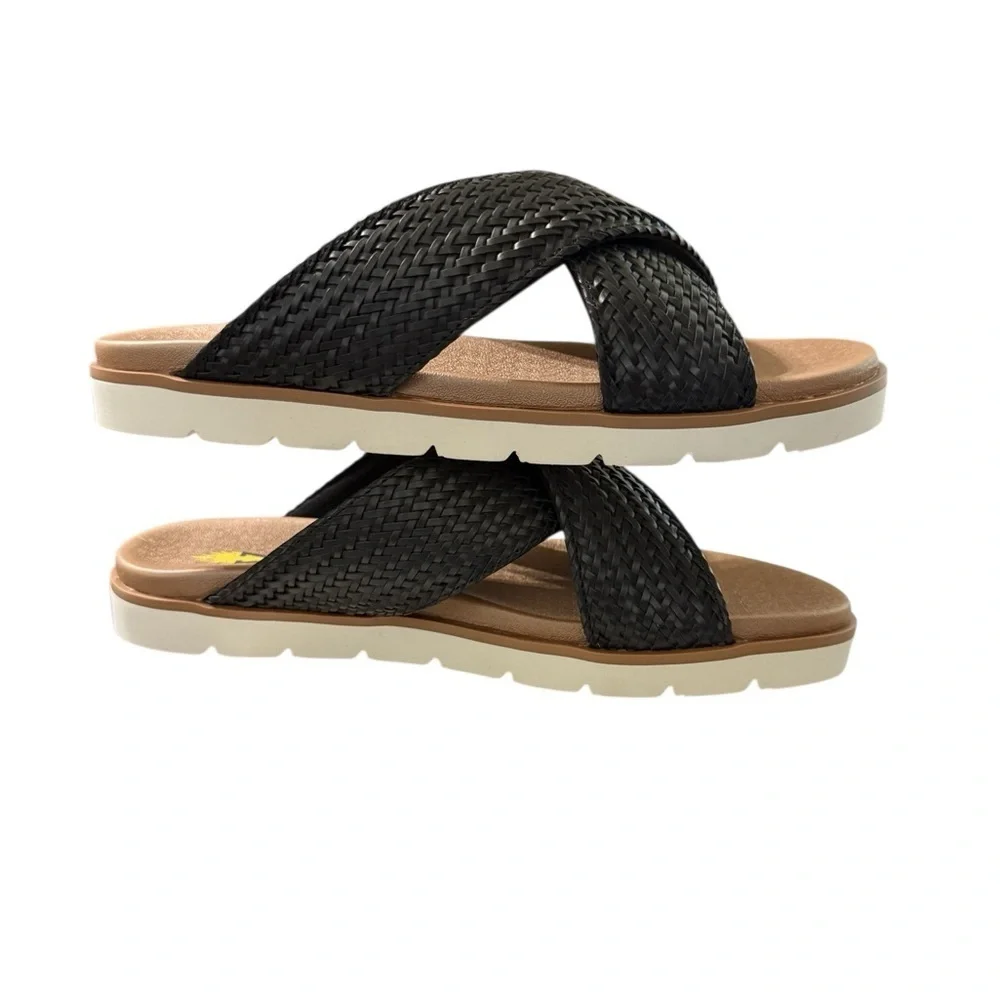 VOLATILE Black Woven Slide Sandals · Size 10
